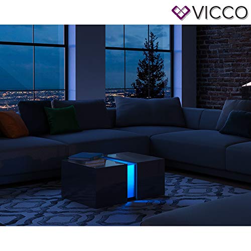 Vicco LED Couchtisch Dandy Hochglanz Sofatisch Kaffeetisch Beistelltisch (Schwarz Hochglanz) – Bild 5