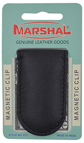 Marshal Wallet Genuine Leather Black Strong Magnetic Money Clip #TOP1