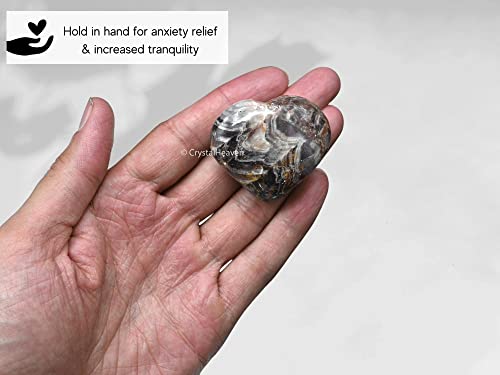 Image of Certified Amethyst Chevron Crystal Heart Palm Pebbles Stones for Anxiety Stress Relief Massage - AAA Grade Original Healing Gemstone Agate Heart Palm Stone for Yoga Meditation Spiritual