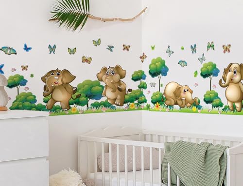 Vinilo Decorativo Animales Jungla Elefante Mariposa miniatura 4