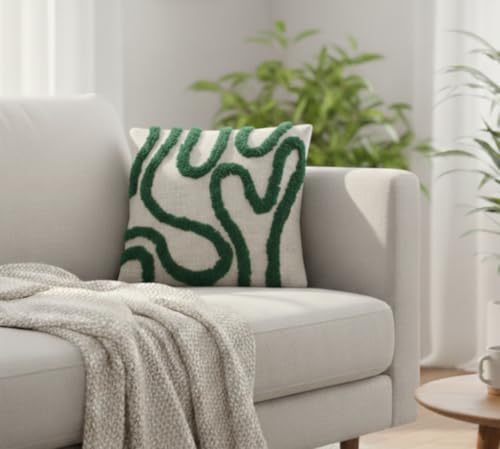 Image of Furnistitchs Premium Decorative Throw Cushion Pillow Cover Boho Home Decor - Living Room Bedroom Couch Sofa Cushion Covers 16 inch x 16 inch (2, Green Zigzag)