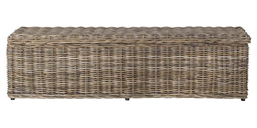 Image of SAFAVIEH Furniture - Caius Rattan Trunk - Grey - Rattan - Coastal Woven Design - Ideal for Living Room, Entryway, Bedroom, 63 inch W x 18.1 inch D x 18.7 inch H - Fully Assembled (SEA7017A)