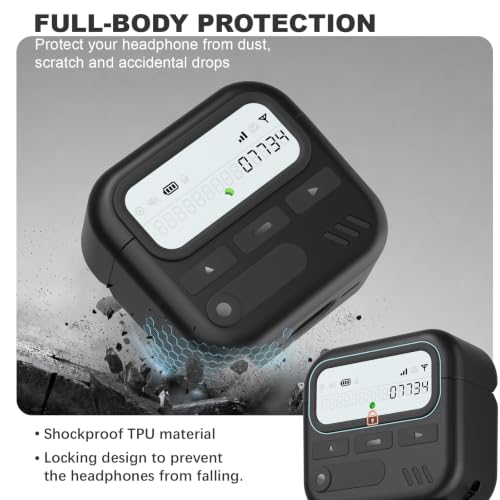Image of for AirPods 4 Case with Safty Lock,Retro Inspired Pager Style (Black) | TPU & PC Dual Layer Protective Cover Accessories with Wrist Lanyard & Cleaner Pen for Apple AirPod 4th Generation Men Women