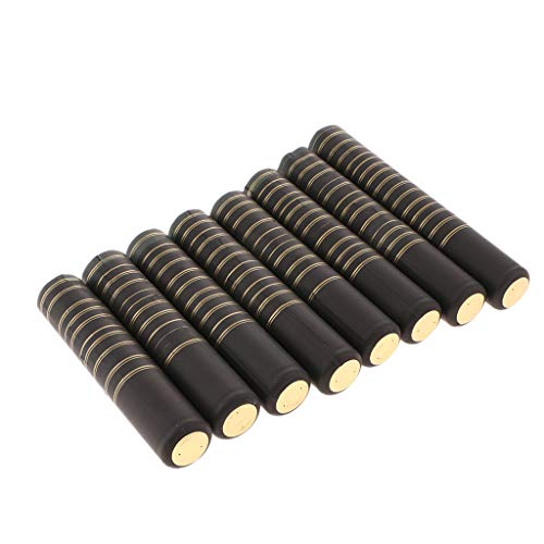 Preisvergleich Produktbild Fenteer 100 Stück Schrumpfkapseln Flaschenkapseln Flaschenverschlüsse für alle Weinflaschen - 32mm-Schwarz (Goldspitzenstreifen)