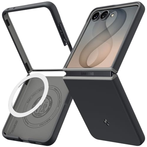 Image of Spigen Nano Pop MagFit Case for Samsung Galaxy Z Flip 8, Black Sesame | Magsafe, Slim Fit, Shockproof, Wireless Charging, Thermoplastic Polyurethane, Poly Carbonate, Smooth