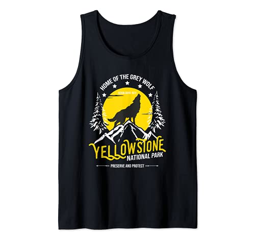 Yellowstone National Park Grey Wolf - Hiking & Camping Lover Tank Top, Black
