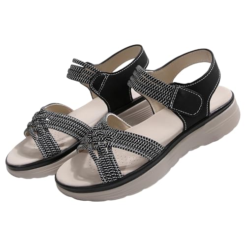 Sandales Femme Été Compensées Pieds Larges pour Flâner en Vacances au Soleil