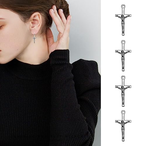 100Pcs Alloy Catholic Jesus Cross Charms Small Cross Charms Saint Benedict Medal Crucifix Charms Pendant For Diy Jewelry Making Rosary Beads Necklace Bracelet #TOP6