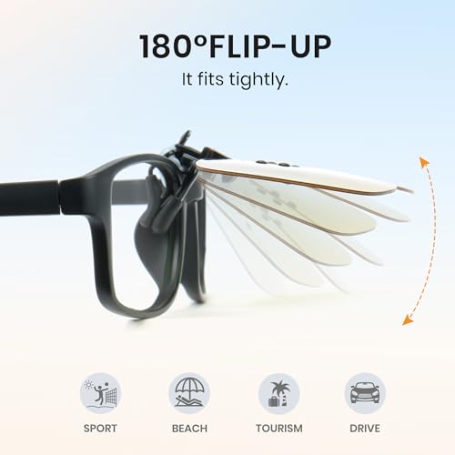 Cyxus Clip On Sunglasses for Men Women Flip Up Polarized Lens for Eyeglasses 1100H044