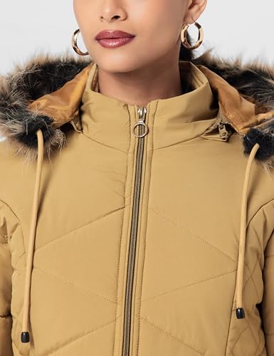 Image of Qube By Fort Collins Women's Polyester Crop Length Bomber Jacket With Detachable Hood Stylish & Versatile Winter Wear