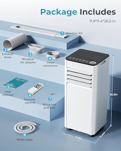 Image of EUHOMY 10000BTU Portable Air Conditioners with Remote, 3-1 Standing Smart Cooling AC with Dehumidifier, Fan, Air Conditioner Cools Room up to 450 sq.ft, 4 Modes, 24-hour timer, LED Display, Bedroom
