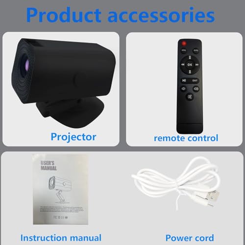 2024 Lightweight Mini Projector with Adjustable Stand, Bluetooth & WiFi for Mobile/TV/Laptop (Black)