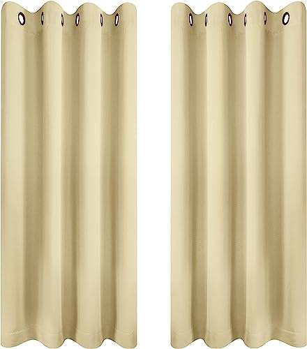 Utopia Bedding Opacas Cortinas Salon Modernas 2 Piezas 117x137 cm, Beige - Cortinas Térmicas Aislantes Frío Calor y para Dormitorio, Salón y Cocina con Ojales