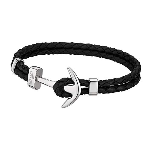 Lotus Pulsera para hombre con ancla LS1832-2/1, de piel, color negro, joyas...
