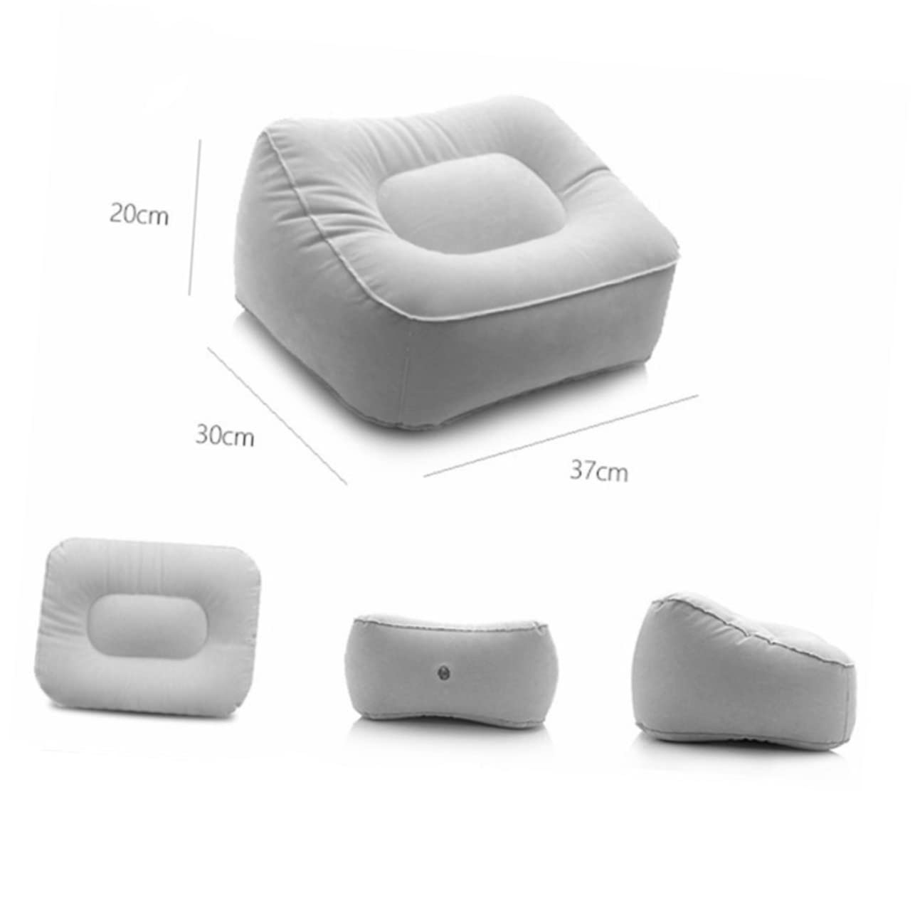 ARTIBETTER Inflatable Footrest Pillow Gray Travel Cushion for Airplane Train Home Use Multi Functional Leg Rest for Comfort Portable Support for Adults No Inflation Tool Included