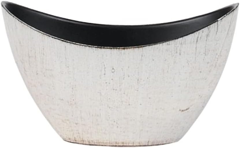 Curved Hard Plastic Bowl - Multipurpose Container Planter Decoration for Home Decor (White Birch)