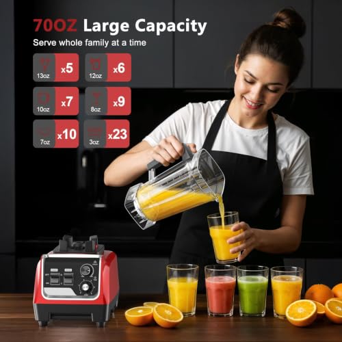 Image of 1800W Blender for Smoothies, Countertop Blenders for Kitchen with 70 Oz BPA-Free Pitcher and 20 oz To-Go Cup, 28000 RPM High-Speed Motor Blender for Ice Crushing, Milkshakes(Red)