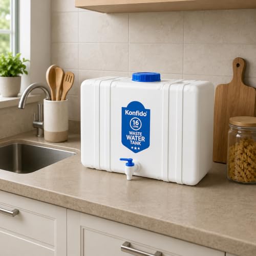 Image of RO Reject and Waste Water Collecting Translucent Tank 15 Liters | Wall Mountable and Food Grade HDPE Plastic Tank | Easy to Connect with All Water Purifier (FULL WHITE)