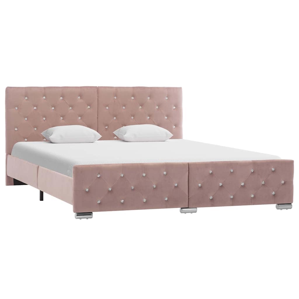 Cadre de lit rose velours 160 x 200 cm