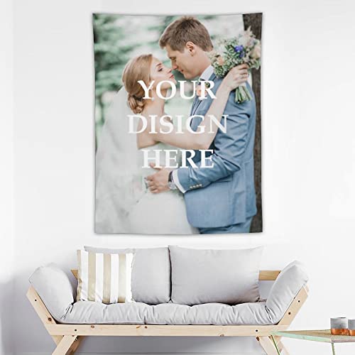 OHORTEB Vertical Custom Tapestry Personalized Backdrop with Photo and Name, Customized Wall Hanging for Wedding, Birthday, Father's Day, Mother's Day Best Gifts and Bedroom Aesthetic for Family Friend