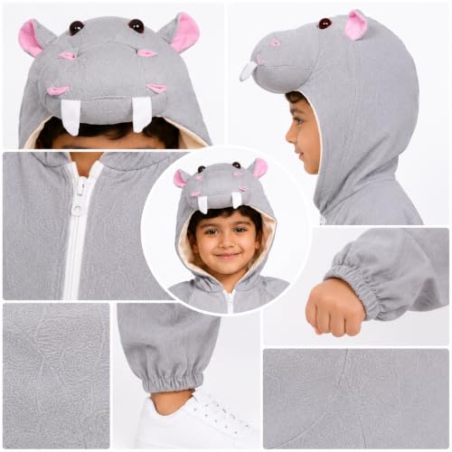 Image of Raj Costume Animal Fancy Dress Costume for Boys & Girls | Hooded Full Body Wildlife Zoo Animal Jumpsuit | Soft Costume for School Function, Fancy Dress, Halloween, Birthday, Cosplay & Role Play
