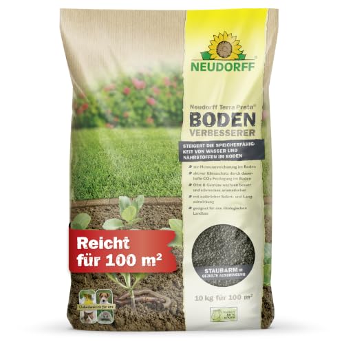 Neudorff Terra Preta BodenVerbesserer 10 kg für 100 m² – Belebt und regeneriert ausgelaugte Böden – Mit Pflanzenkohle & Mikroorganismen für Humusaufbau und bessere Wasserspeicherung