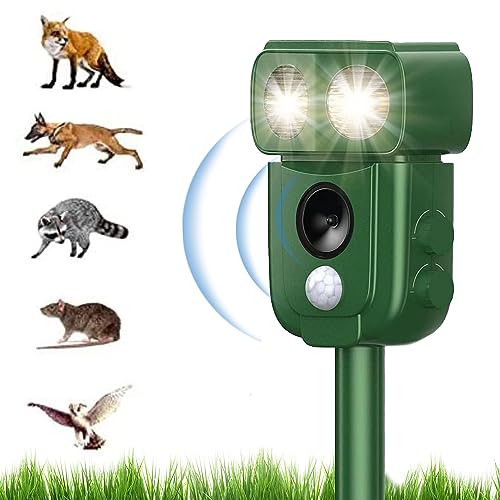 COODAY Repellente Gatti, Ultrasonico Solare Alimentato Animale Deterrente, USB Dissuasori per Piccioni Esterno Solare Anti Roditori, per Giardino
