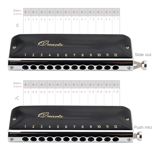 Jdr QUARTZ Chromatic Harmonica C Key 12-Hole 48 Tones Chromonica Half Valves Easy Bending No Sticky Valves Mouth Organ Harp Key Of C thumb #3