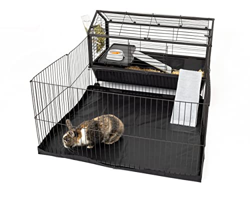 Midlee-Small-Animal-Guinea-Pig-House-and-Habitat-Canvas-Bottom-Water-Bottle-Feeder-with-Playpen