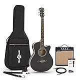 amplificador guitarra electroacustica segunda mano  Set de Guitarra Electroacústica con Cutaway + Amplificador de 15 W Black