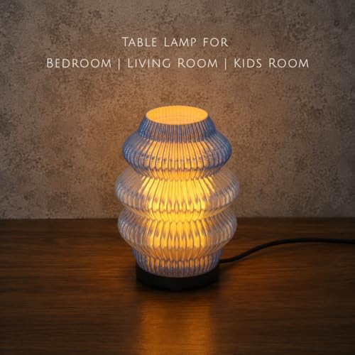Image of Haydn Modern LED Table Lamp for Living Room & Bedroom | Warm Night Light for Kids & Adults | Aesthetic Home Decor Bedside Lamp | Ambient Glow | LED Bulb Included | Clear Blue - Pack of 1