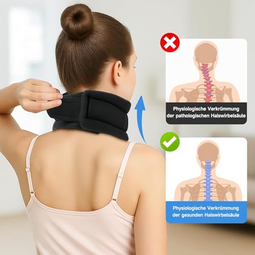 Snovire Nackenstütze Gegen Schnarchen, verstellbare Halskrause aus weichem Schaumstoff zum Schlafen, Weich Neck Support für Unterstützung (Schwarz)