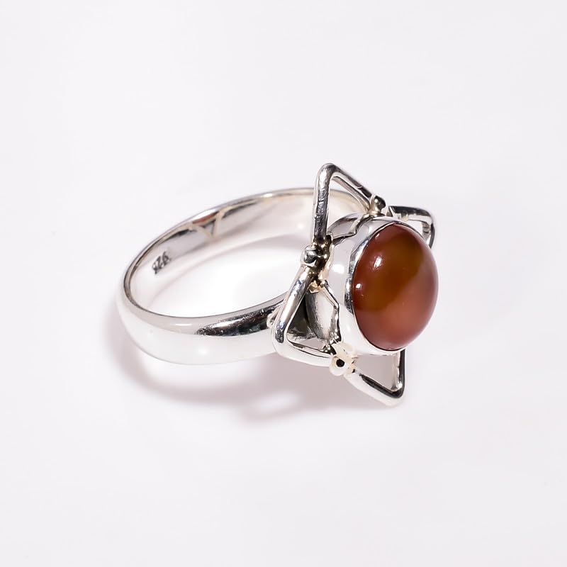 Bague en cornaline argentée pour accessoire de mode du quotidien