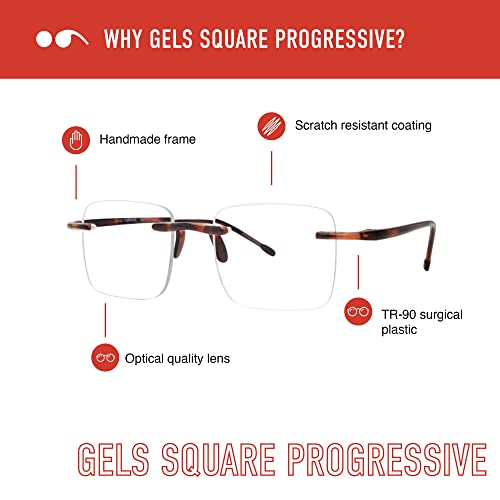 Scojo New York Gels Square Progressive Blue Light Reading Glasses, No-Line Trifocal Blue Light Readers #TOP1