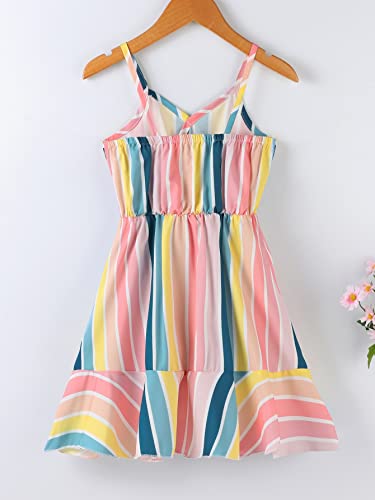 WDIRARA Toddler Girl's Striped Sleeveless Wrap Ruffle Hem High Waist Cami Dress2