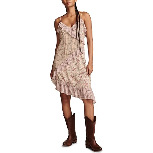 Robe midi Lucky Brand imprimée à volants pour femme tendance