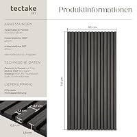 tectake® 3D Akustikpaneele 2er Set mit Echtholzfurnier, Holz Optik Paneele, Wandpaneele in Holzoptik als Schallabsorber, Panels für Wohnzimmer, Küche, Wandverkleidung, Schallschutz - Eiche schwarz – Ansicht 6