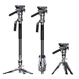 SmallRig 175cm / 68.9' Carbon Fiber Video Monopod for Camera, Compact Camera Monopod with One-Button Lift & Lock, Max. 5kg Playload Fluid Head Fits for DJI RS and for MFT 501L