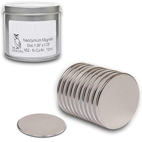 Neodymium Magnets - Thin Round Flat Disc - The Strongest & Most Powerful Rare Earth Magnet - Bulk Pack of 10 - Cool for Fridge, Therapy and Crafts