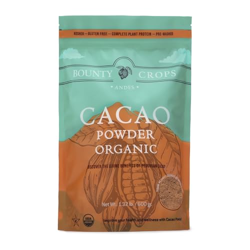 Bounty Crops Organic Cacao Powder (1.3 lb, 21 oz, 600 gr), Unswee...