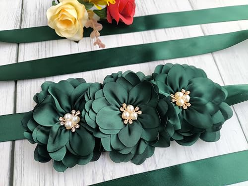 Flower Girl Sash Belt for Dresses Bride/Bridesmaid Sash Belts Flower Pearls Sashes for Wedding Dress3