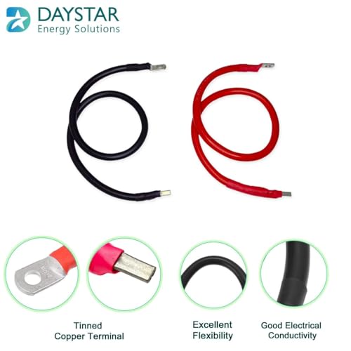 Image of Daystar 35 Sq Mm (2 Guage) Red and Black Charge Controller Cable | Battery Connecting Cables (2 Feet Each)