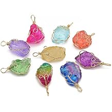 6pcs Natural Raw Stone Crystal Winding Gold Wire Pendant For Jewelry Making DIY Necklace Earring Accessories Gems Charm Gift 2338mm