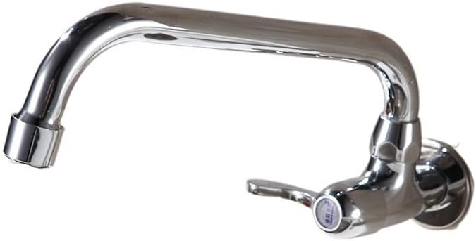 Brass Wall Mount Kitchen Faucet Rotating High-Arc Spout Single Lever Cold Water Tap for Mop Pool Sink(E)