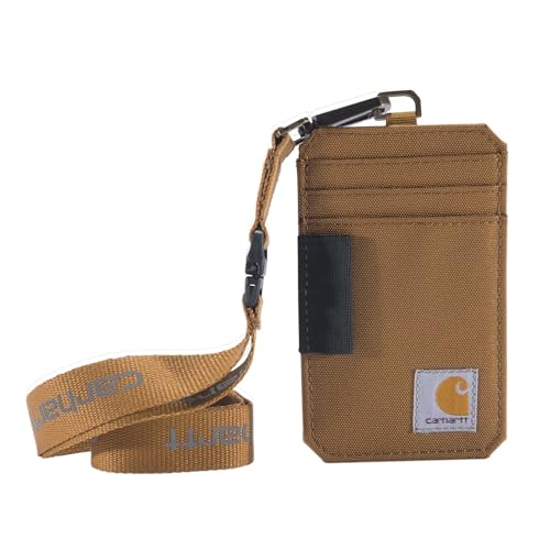 Carhartt 700D Nylon Duck ID Holder and Lanyard W/Mesh ID Window for Quick Access Carhartt Brown