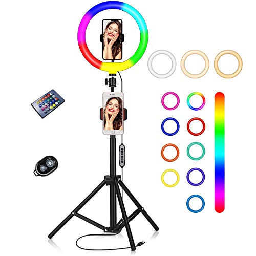 Ring Light with Stand, 10" Selfie Ring Light with Tripod Stand Phone Holder, Circle Light for TIK Tok YouTube Stuff, Room Decor for Teen Girls