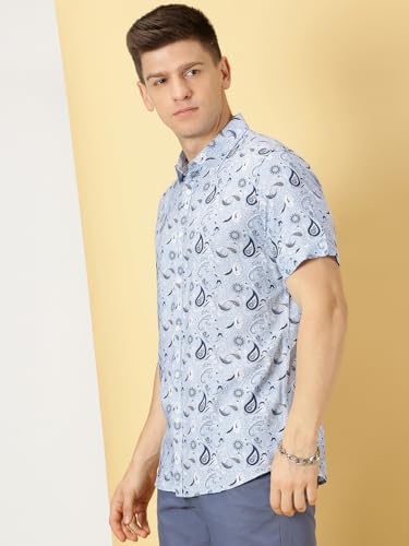 Image of Thomas Scott Men's | Printed | Half Sleeve | Regular Fit | Cotton Blend | Spread Collar | Casual Shirt