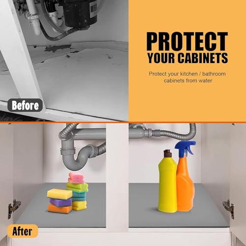 Tapete sob a pia para cozinha super absorvente, tapete de armário de banheiro de cozinha de secagem