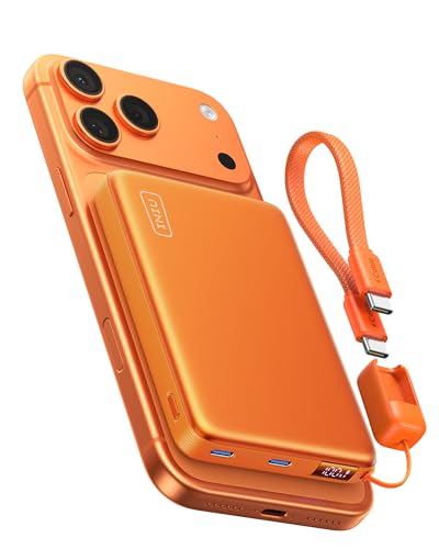 Image of INIU Slimmest Power Bank for MagSafe, 10000mAh Qi2.2 Certified 25W Wireless & 45W Wired USB C Fast Charging Portable Charger, Flight-Safe Travel Phone Magnetic Battery Pack for iPhone etc, Orange