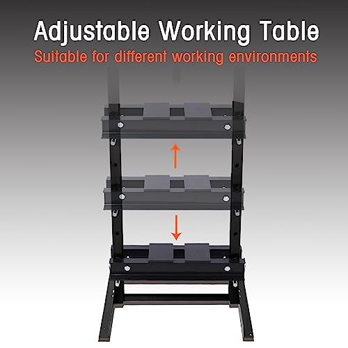 Image of Steel Hydraulic Shop Press with Adjustable Height 12 Tons Capacity H-Frame Garage Floor Adjustable Shop Press with Plates Adjustable Working Table Performance Tool Bottle Jack Hydraulic Power Unit